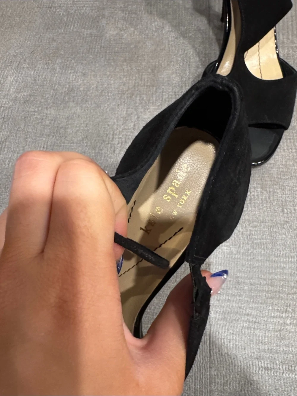 Kate Spade Black Velvet Cut Out Black Lace-Up Open-Toe Women's Heels Size 8